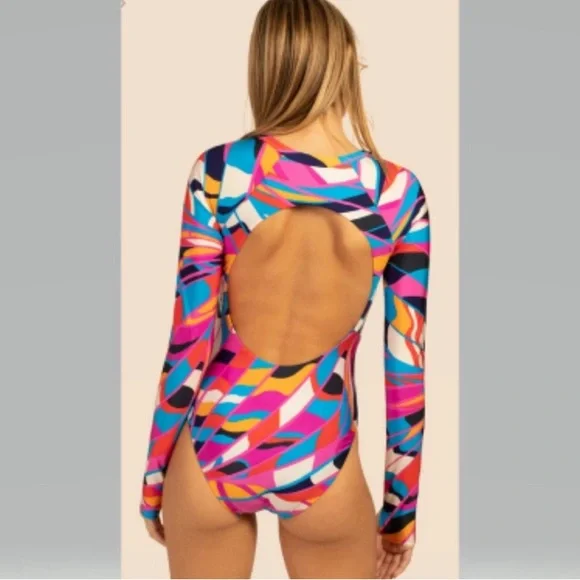 Trina Turk 💕 Rio Zip Up Paddle Suit size XL NWT Paddlebord suit NEW rash… - Picture 2 of 5